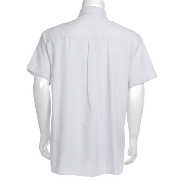 Linen Short-Sleeve Button-Back Blouse