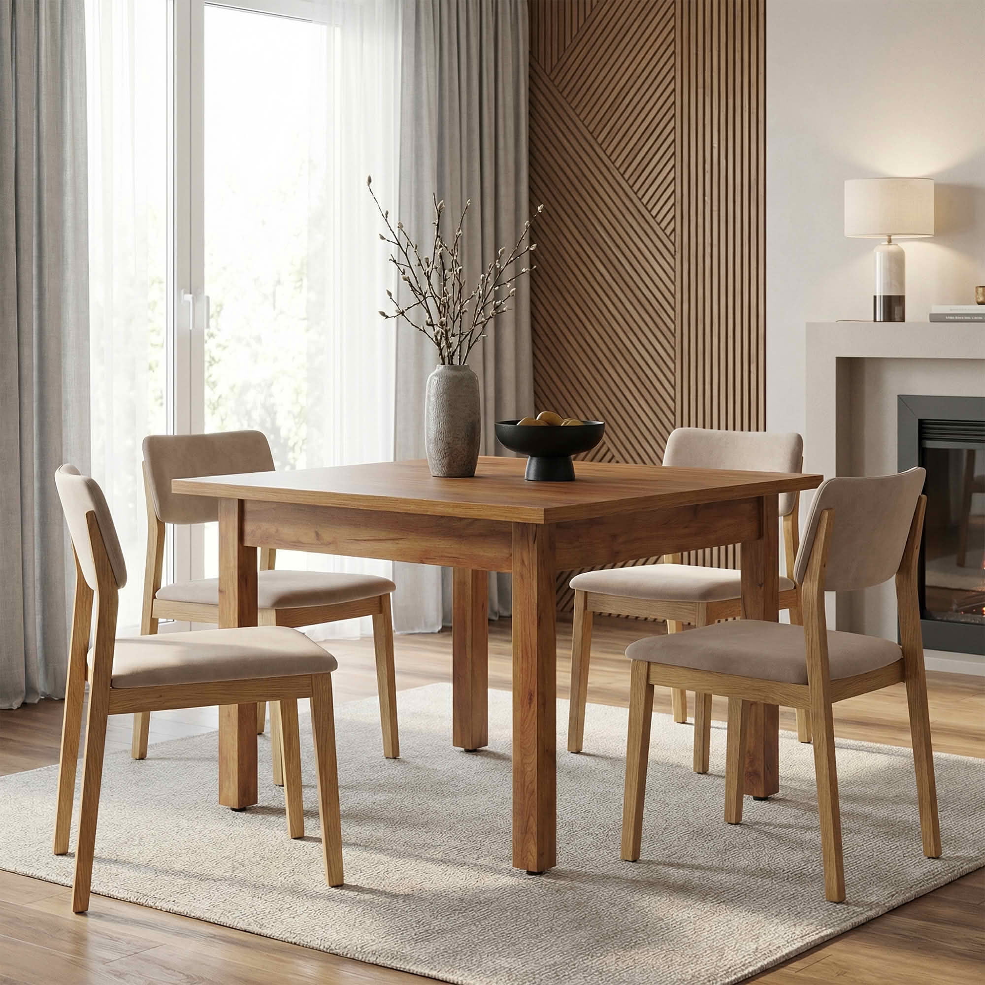 MAYEERTY 39.4" Square Farmhouse Dining Table, Easy Assembly Home Office Desk