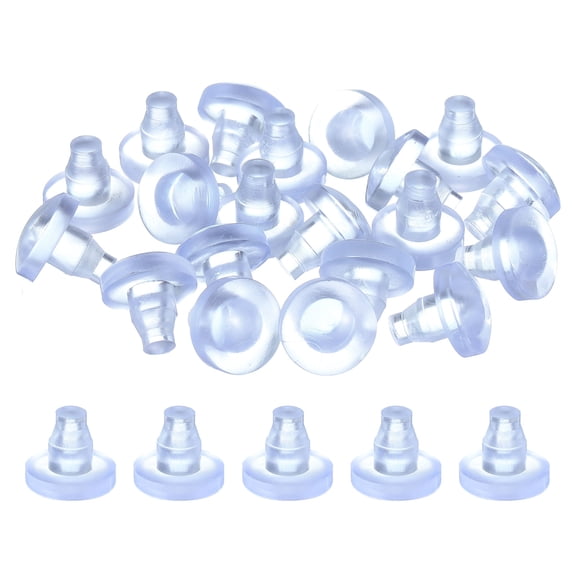 30Pack Glass Top Table Bumpers with Stem for 7mm Hole, Clear