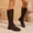 Coffee, variant on Women Mid Calf Boots, Thermal Windproof No Slip Low Heel Riding Boots Brown Size 6