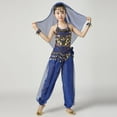 thumbnail image 2 of Eltusu Girls Belly Dance Sets, Sleeveless Elastic Waist Performance Shows Kids Dancewear Sets Blue Size 13-15 T, 2 of 6