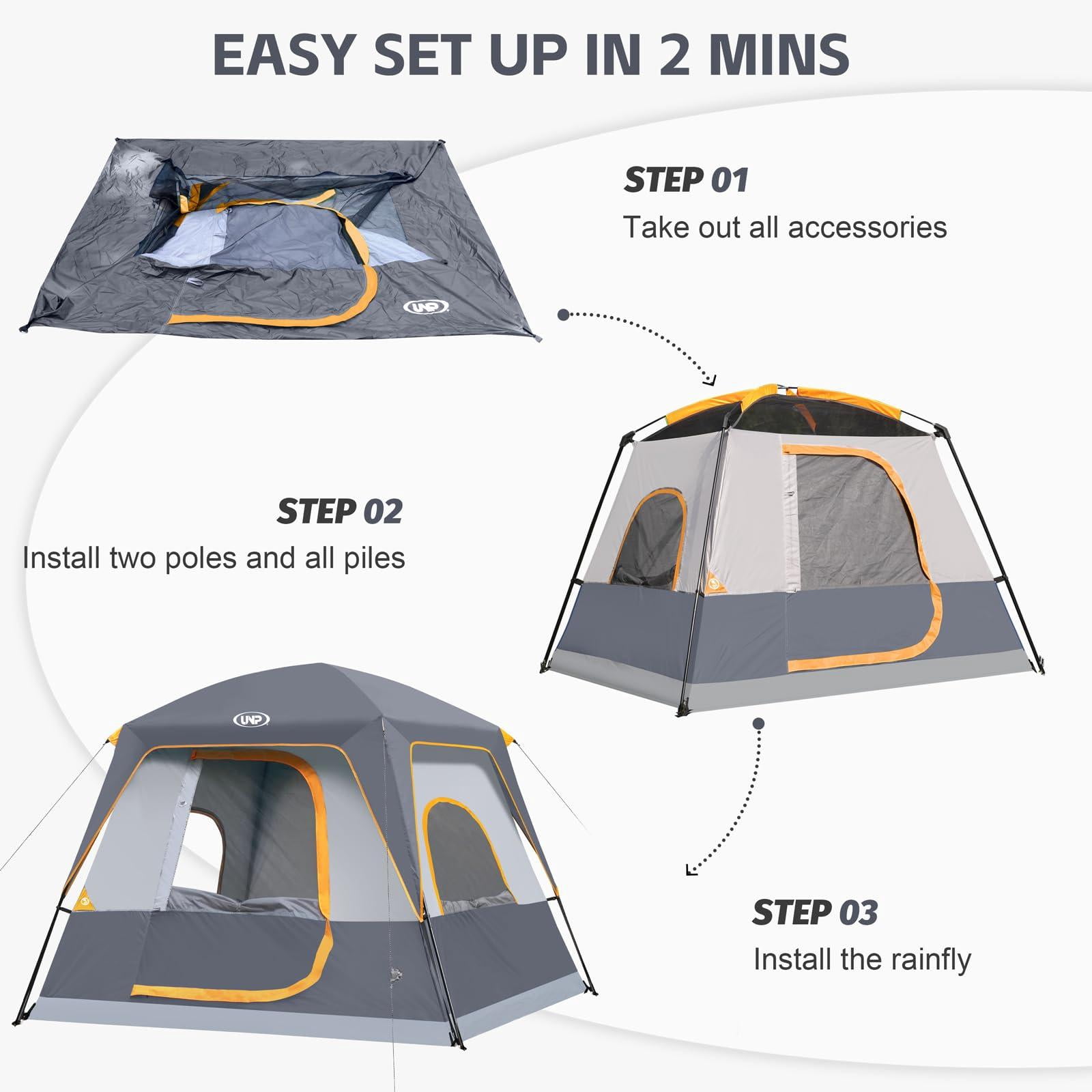 2/4/6/8 Person Tent  Portable Cabin Camping 4-person Easy Set Up Waterproof With Top Rainfly For Outdoor Camping/hiking