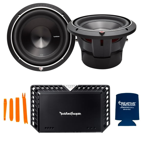 Rockford Fosgate Two P3D2-10 Punch P3 Dual 2-Ohm 10" Subwoofers and a T1000-1bdCP 1000-Watt RMS Mono Amplifier