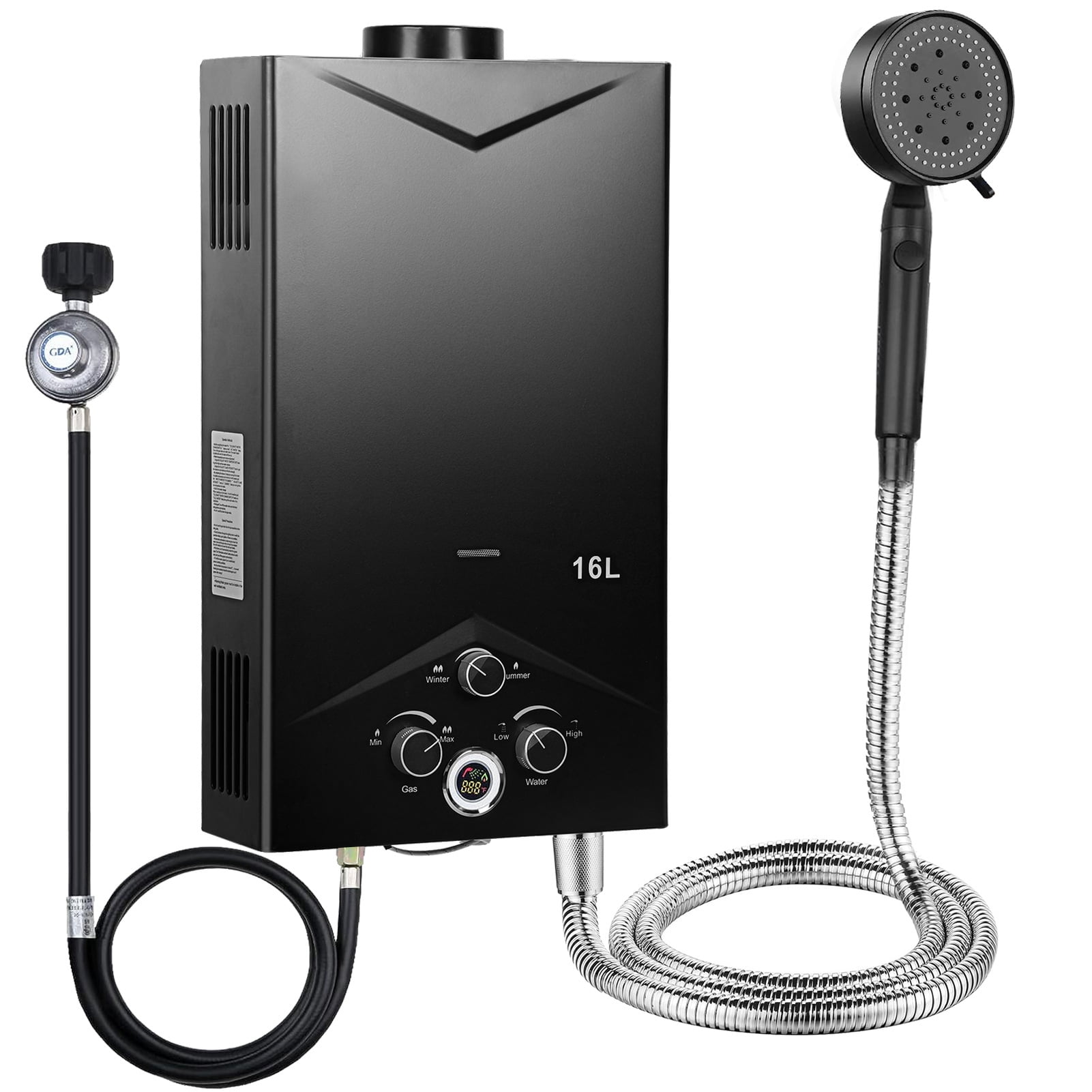 Aqzb Tankless Water Heaters 4.21GPM 16L, Outdoor Portable Gas Hot Water Heaters, Fast Constant Temperature Water Heaters, Portable Water Heaters with Digital Display, Sprinkler