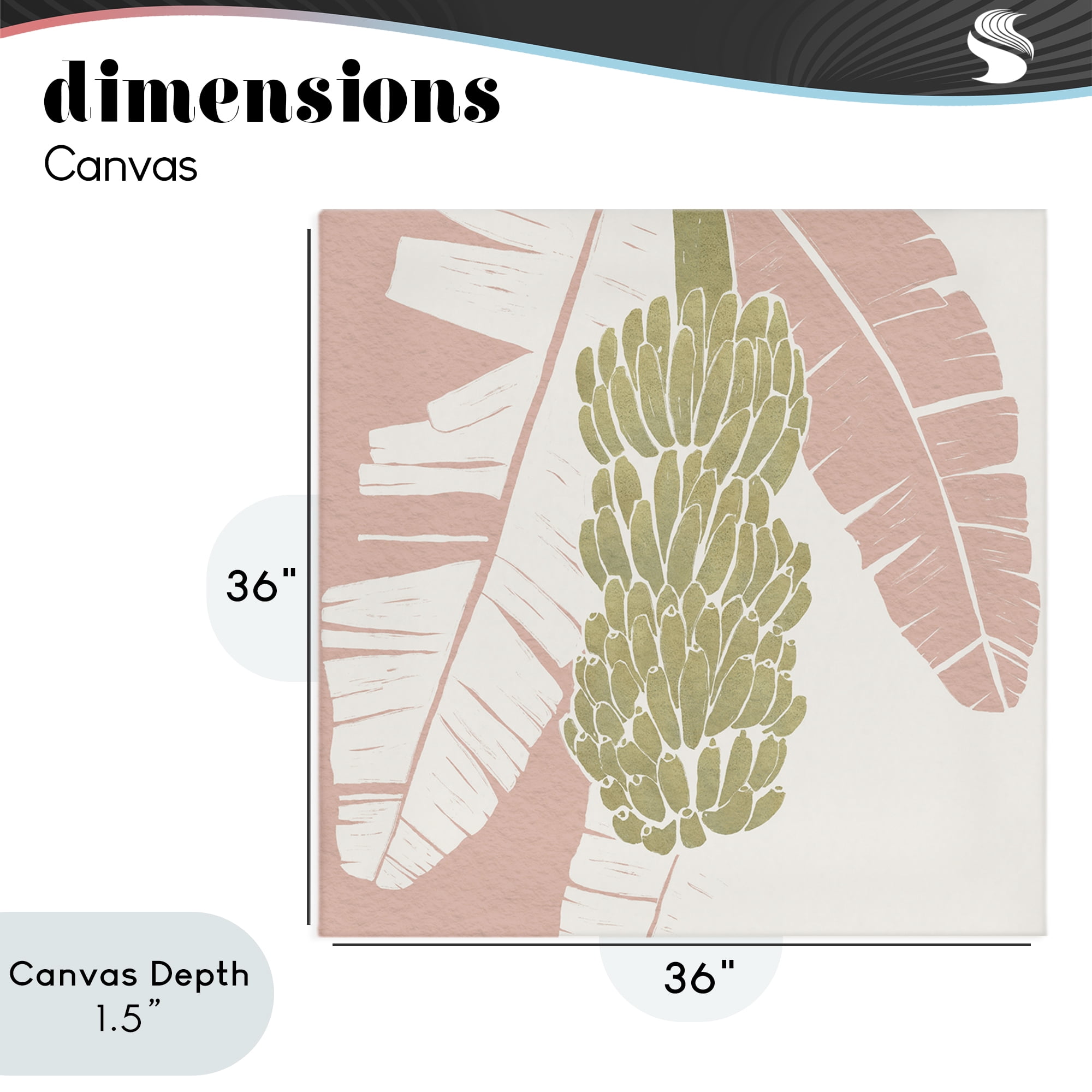 Stupell Industries Banana Bunch Amid Pink Leaves Canvas Wall Art, design by Yuyu Pont