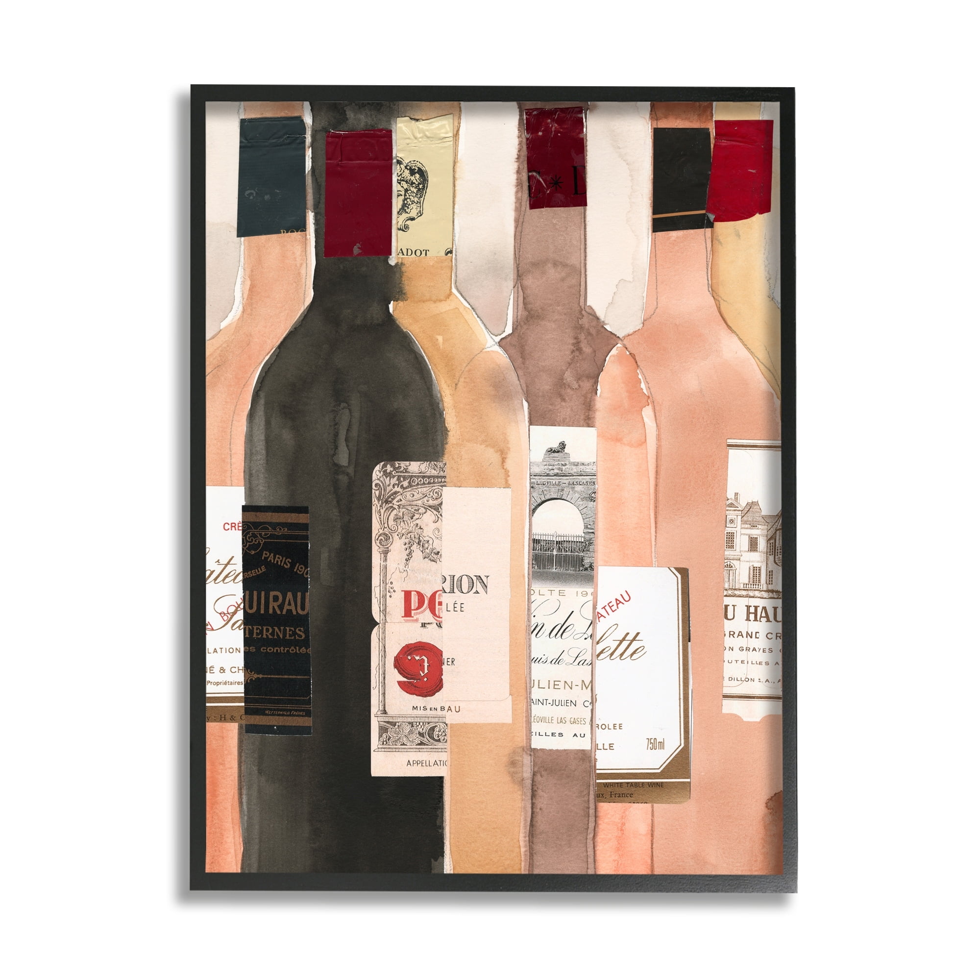 Stupell Industries Timeless Labeled Wine Champagne Bottles Vintage , 16 x 20, Design by Samuel Dixon