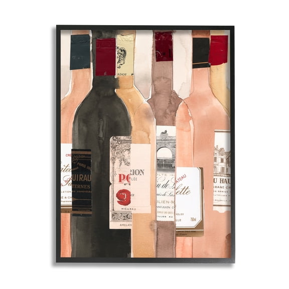 Stupell Industries Timeless Labeled Wine Champagne Bottles Vintage , 24 x 30, Design by Samuel Dixon