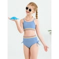thumbnail image 4 of GYRATEDREAM Girls 2 Piece Swimsuit Woven Color Block Welt Adjustable Straps Swimwear Top High Waisted Bottom Bikini Sets Bathing Suits, 4 of 9