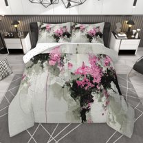 Manfei Adult Chic Watercolor Bedding Comforter Set, Pink Oil Printing Artwork Twin Comforter Sets, Modern Fashion Abstract Reversible Bedding Set, Luxury Bedroom Decor, 2-Piece