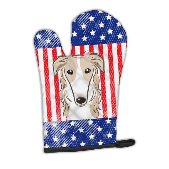 American Flag and Borzoi Oven Mitt