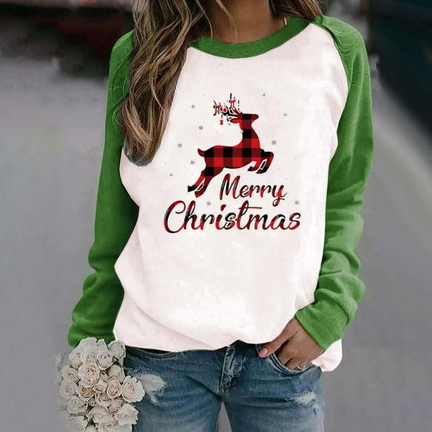Pntutb Navidad moda mujer Casual manga larga impreso señoras sudaderas tops Pntutb Pntutb-2384