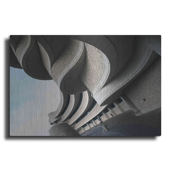 Luxe Metal Art 'Museum Of Civilization 1' by Clive Branson, Metal Wall Art, 16"x12"