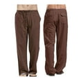 thumbnail image 4 of Plus Size Mens Linen Loose Casual Lightweight Elastic Waist Plain Yoga Beach Pants with Pockets, 4 of 7