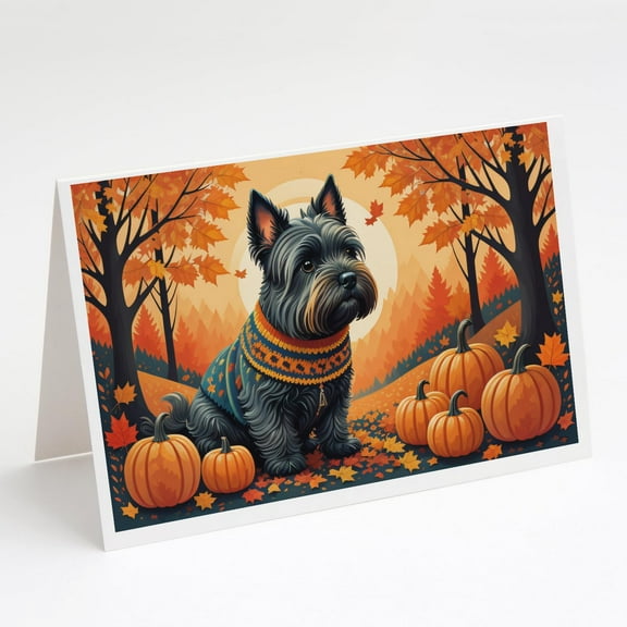 Scottish Terrier Fall Greeting Cards and Envelopes Pack of 8 7 in x 5 in