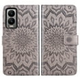 thumbnail image 6 of Compatible with Cricket Debut S3/AT&T Vista 2 Wallet Phone Case and Tempered Glass Screen Protector Flip Credit Card Holder Stand Mandala Flower Cell Cover for Model U572AC ATT U572AA Women Men Gray, 6 of 8