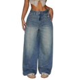thumbnail image 2 of Women's 2025 Wide Leg Jeans, Loose Fit High Waist Denim Pants, Baggy Trousers for Casual Wear, Trendy Streetwear Denim with Floor Length Design, Comfortable Stretch Jeans for Daily Use Blue, 2 of 6