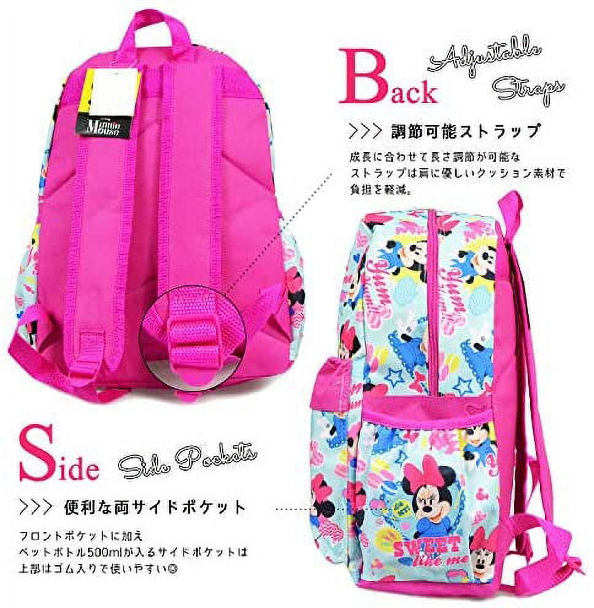 Disney Minnie Mouse Backpack 16" All-Over Print Pink and White