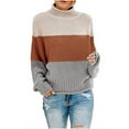 thumbnail image 2 of Idoravan Sweaters for Women Fall Winter Women Knit Color Matching Round Neck Loose Casual Sweater Tops, 2 of 6