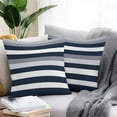 thumbnail image 2 of Grey and Outdoor Pillow Covers Pack of 2 Dark Blue Stripe Abstract Geometric Striped Waterproof Throw Pillow Covers Decorative Cushion Cases for Patio Garden Tent Balcony Couch 26x26 inch, 2 of 8