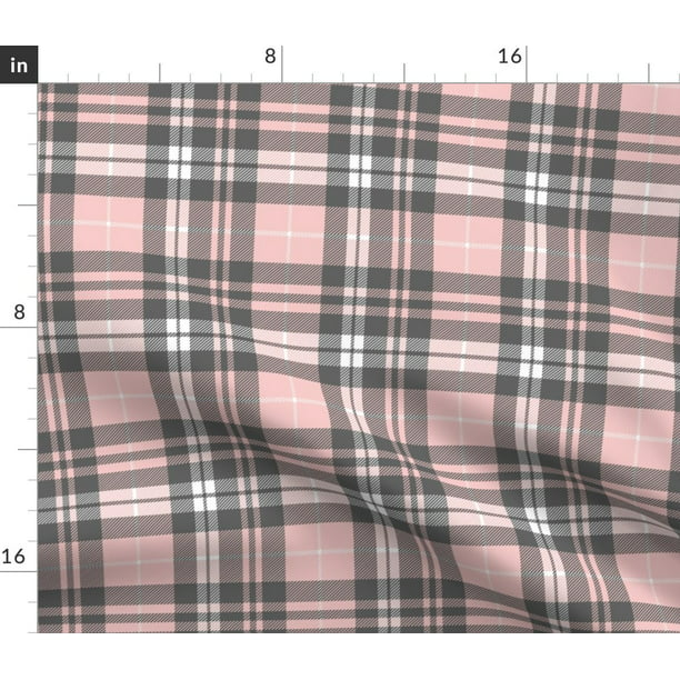 Spoonflower Fabric - Pink Grey Plaid Wholecloth Coordinate Tartan Buffalo  Fall Winter Printed on Fleece Fabric Fat Quarter - Sewing Blankets  Loungewear and No-Sew Projects 