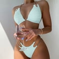thumbnail image 2 of Women Two Piece Vintage Swimsuit Trend Halter Ruched High Waist Bikini with Bottom Summer Active Swimwear, 2 of 7