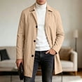 thumbnail image 2 of Mens Trench Coat Slim Fit Single Breasted Casual Mid Long Jacket Lightweight Lapel Spring Fall Windbreaker Overcoat for Travel office Daily Outfits Khaki, 2 of 7