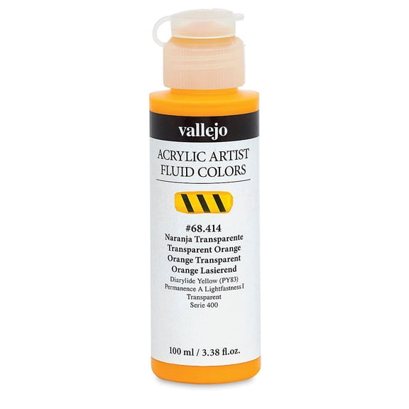 Vallejo Fluid Acrylic - Transparent Orange, 100 ml
