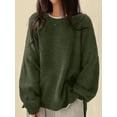 thumbnail image 4 of Women'S Oversized Sweaters Long Sleeve Crew Neck Fuzzy Knit Casual Chunky Pullover Sweater Fall Olive Green XL, 4 of 7