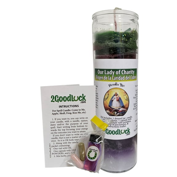 Our Lady of Charity 7 Colors Dressed Candle Kit - Caridad del Cobre 7 Colores