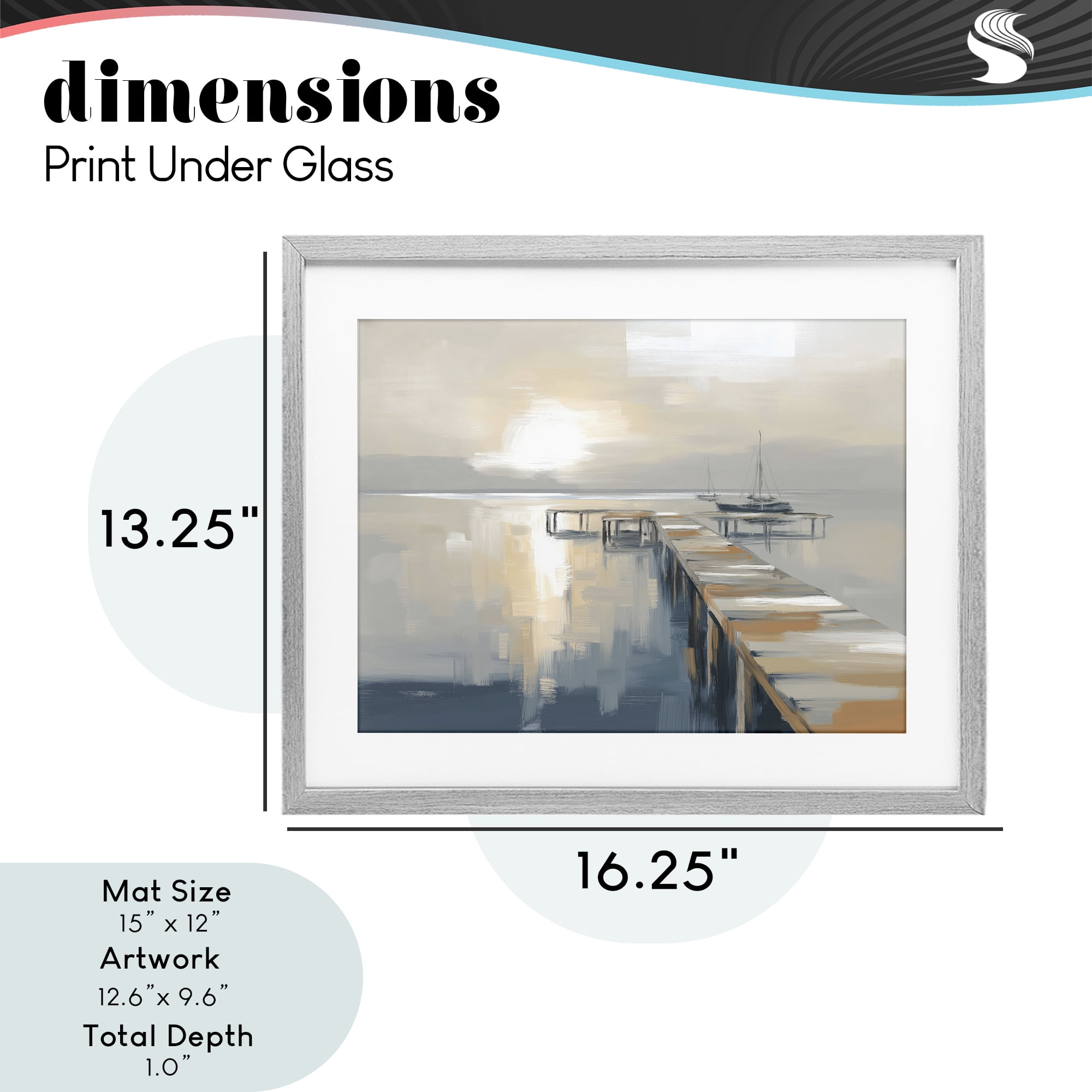Stupell Industries Pier with Sailboat Seascape Gray Framed Print Under Glass, design by Kim Curinga
