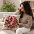 thumbnail image 4 of Zznnkj Christmas Wreath Pillow Cover Linen 18x18 Decorative Cushion Case for Sofa Bedroom Winter Holiday Party Decor, 4 of 7