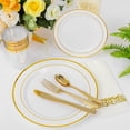 thumbnail image 4 of Supernal 102pcs White and Gold Plastic Plates Disaposable Party Plates White Gold Rim Heavy duty, Fancy Gold Plastic Dinnerware Set include, 4 of 8