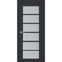 Interior Solid French Pre-Hung Door Frosted Glass | Veregio 7602 Antracite | Single Regular Panel Frame Trims Handle | Bathroom Bedroom Sturdy Doors -36" x 80"