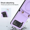 thumbnail image 5 of Dteck for Samsung Galaxy Z Flip3 5G Slim Case, Shockproof Luxury PU Leather Business Phone Cover with Logo Cutout, Thin Lightweight High-end Designer Anti-Scratch Soft Non-Slip Grip Men Women, purple, 5 of 8
