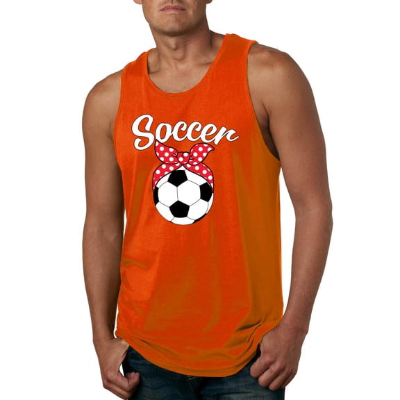 Wild Bobby, Cute Soccer Mom Ribbon Soccer Ball Gift Sports, Mother's Day, Men Graphic Tank Top, Orange, Small