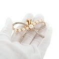 thumbnail image 4 of Unique Bargains 2 Pcs Shoe Accessories Fashionable Pearl Rhinestone Bow with Detachable Clip Shoe Decorations Gold Tone, 4 of 6