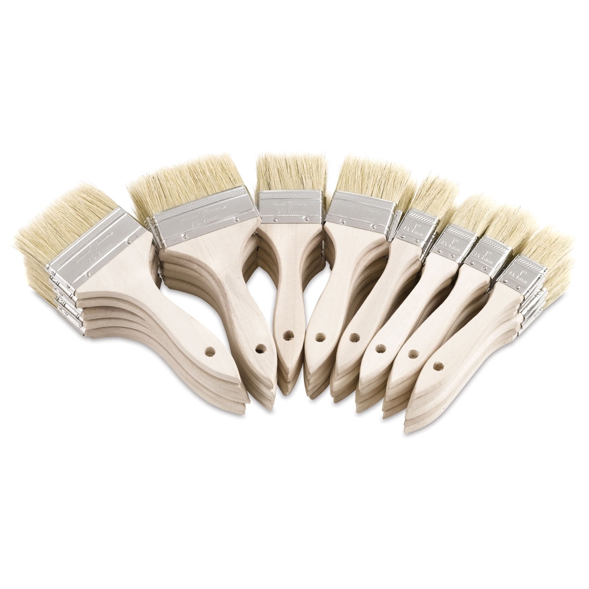 Jack Richeson Standard White Bristle Utility Brush Assortment, Assorted Size, Pack of 48