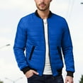thumbnail image 5 of Mens Jacket Casual Long Sleeve Qulited Jackets with Zipper Pockets Solid Color Zip Up Coats, Blue, 3XL, 5 of 7