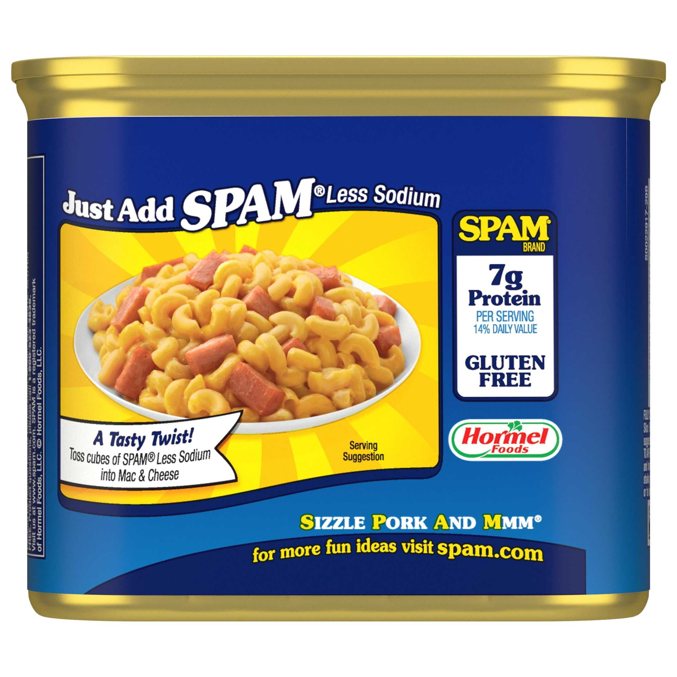 (12 pack) SPAM 25% Less Sodium, Canned Meats, 7 g Protein, Shelf-Stable, 12 oz Aluminum Can