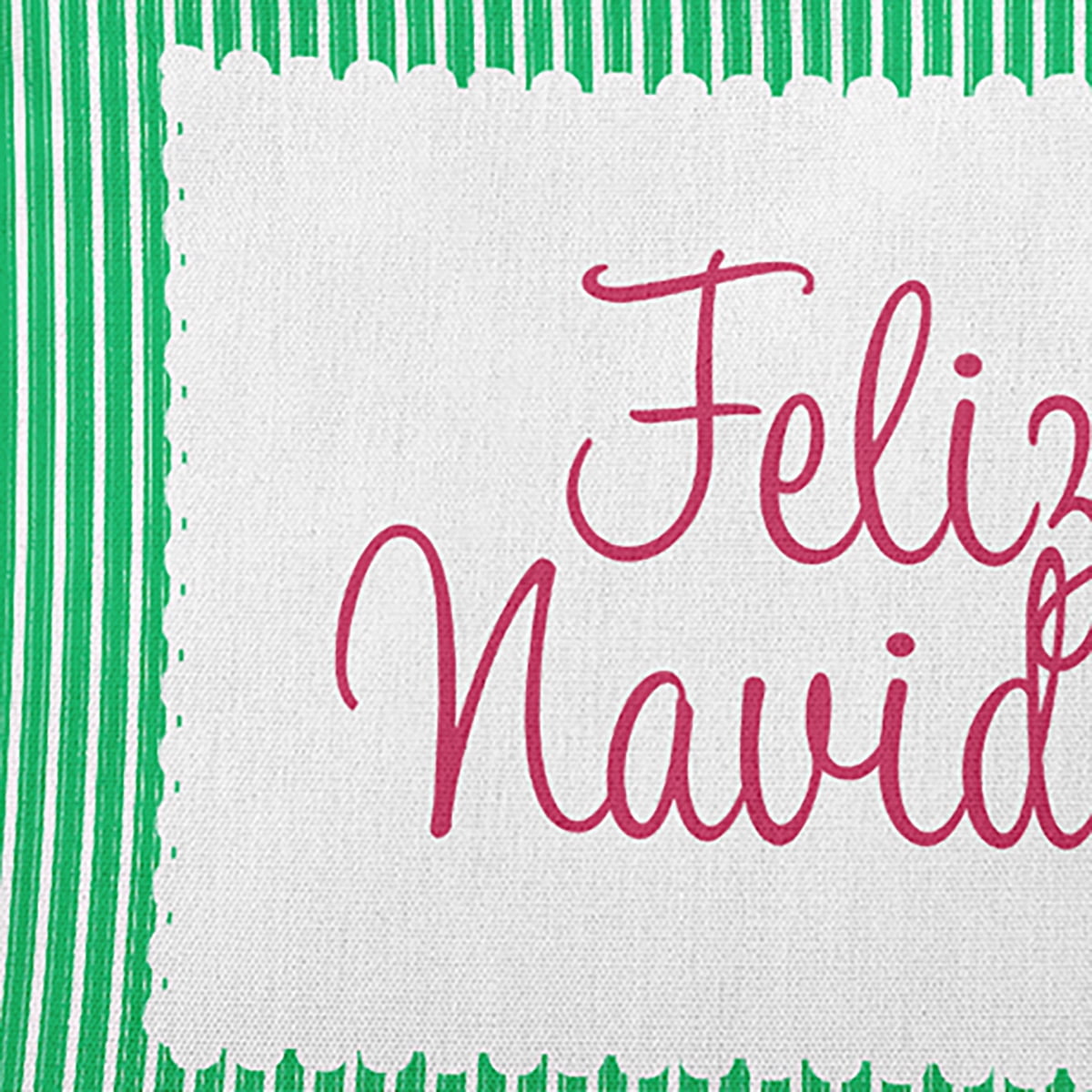 18" x 18" Simply Daisy Feliz Navidad Ticking Polyester Indoor/Outdoor Pillow, Bright Green Qty 1
