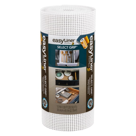 Select Grip EasyLiner Shelf Liner, White 12" x 30'  1 Rolls