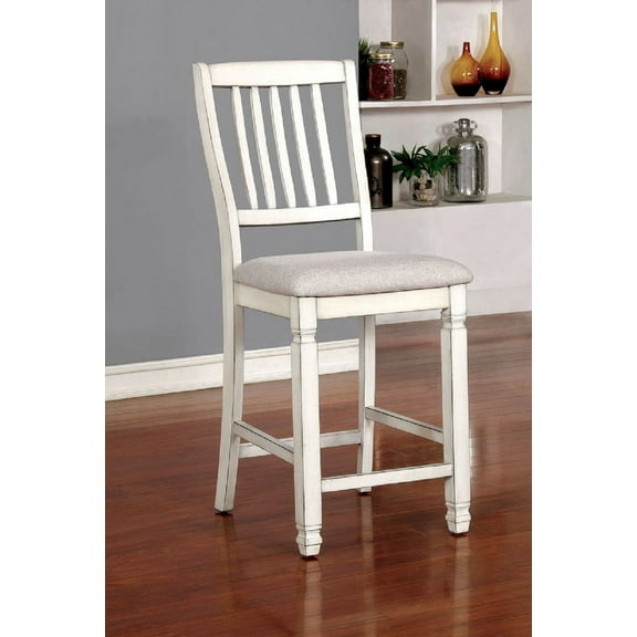 Dining Chair, Antique White and Light Gray, Pack of Two
