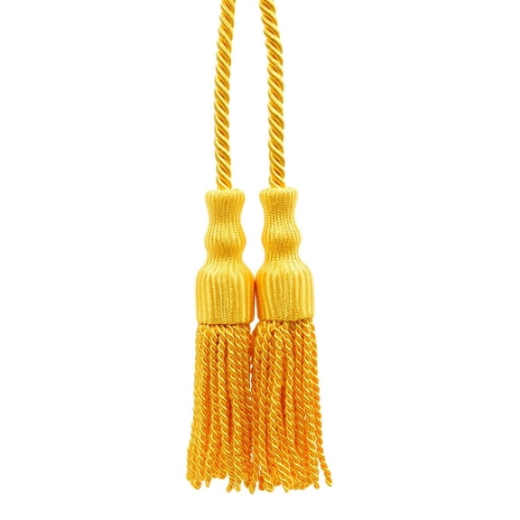 Flag Gold Braided Double Tassel Curtain and Drapery Tieback / Holdback, 5" Tassel (12.5cm), 108" Spread (2.5m) # JCT, Flag Gold #FG (Bright Yellow Gold) Sold Individually