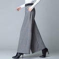 thumbnail image 4 of Pantalones anchos de lana de otoño, pantalones culottes casuales plisados para mujer, pantalones rectos, pantalones de pierna ancha, 4 of 5