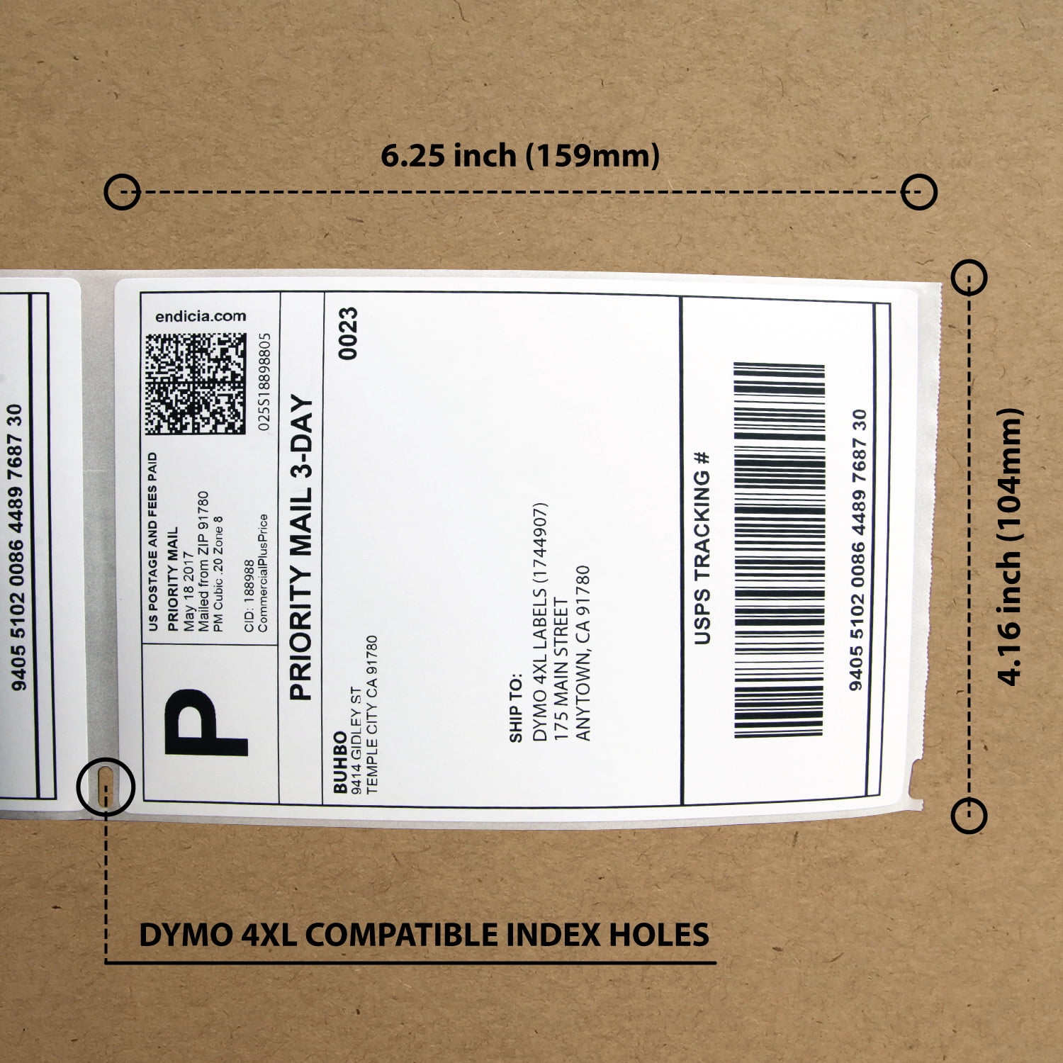 Buhbo DYMO 4XL Compatible 4" x 6" Shipping Label 1744907, White (8 Pack / 220 Labels per Roll)