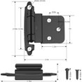 thumbnail image 2 of Cabinet Hinges - 24 Pack 12 Pairs 3/8 Inch Inset Cabinet Door Hinges Black Semi-Concealed Self-Closing Hinges for Home Hotel School RV Cabinet Kitchen Cabinets Shoe Cabinets Bathroom Cabinet, 2 of 5