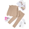 thumbnail image 3 of Arshiner Toddler Girls 2 Piece Fall Outfits Ruffle Trim Long Sleeve Pullover Sweatshirts and Pants, 3 of 6