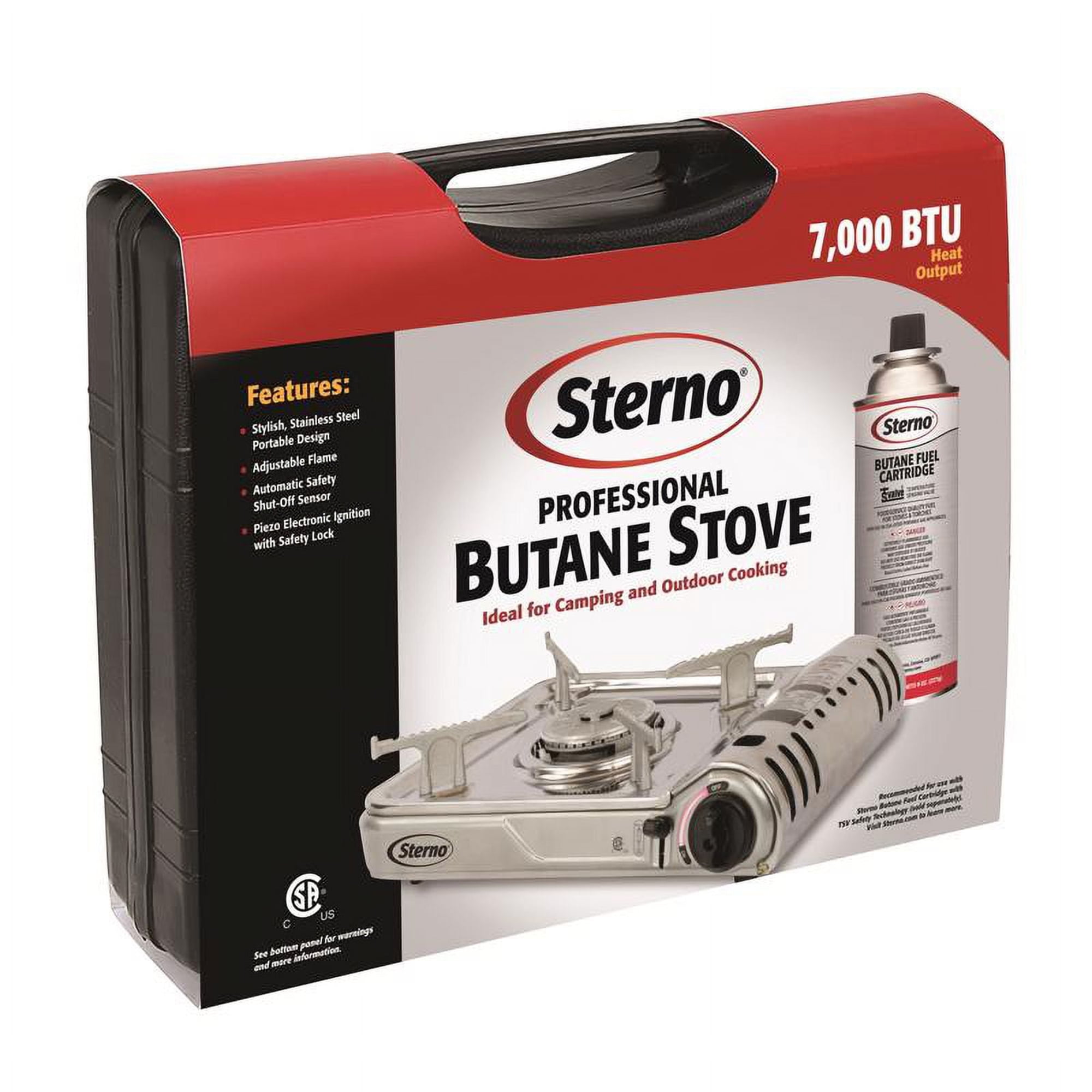 Sterno Portable Butane Stove, 7,000 BTU with Travel Case, Compact Design