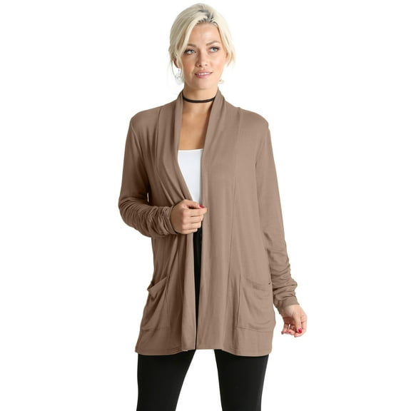 Simlu Long Sleeve Lightweight Cardigan Sweater for Women with Pockets Reg. and Plus Size