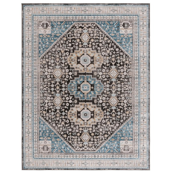 SAFAVIEH Cornelia Rose Medallion Area Rug, Blue/Charcoal, 8' x 10'